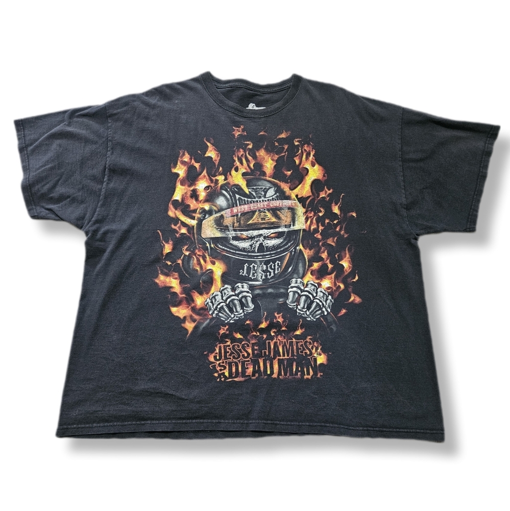 Mens 2XL West Coast Choppers T-Shirt Jesse James Flame Biker Motorcycle